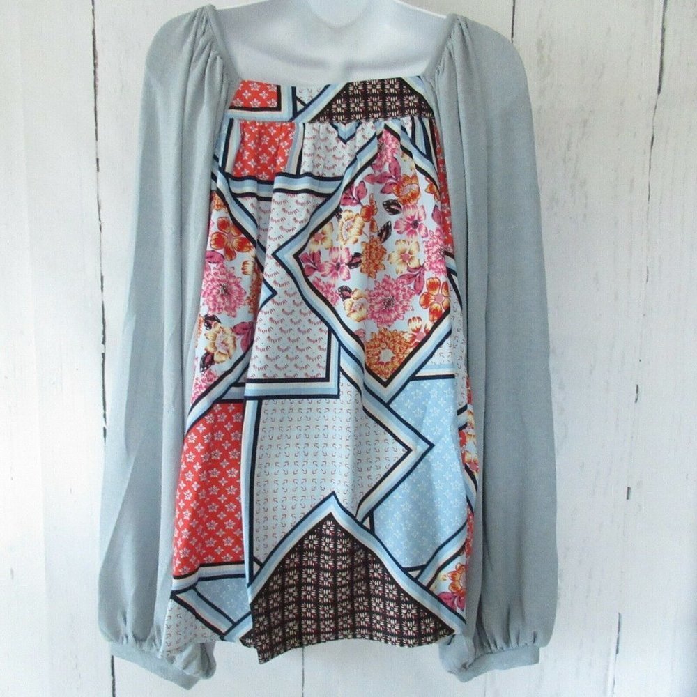 Easel Top Patchwork Mosaic Bubble Sleeve NWT - image 6